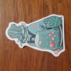 Glossy Blue green girl ocean sticker